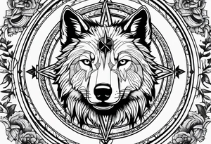 Compass for direction and guidance and a wolf tattoo idea