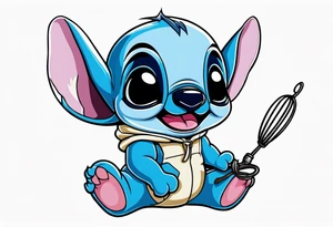 Baby stitch with welding hood and a whisk tattoo idea