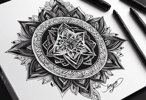 Надпись красивым шрифтом «INAYA» эстетично, тонко  с рыбой tattoo idea