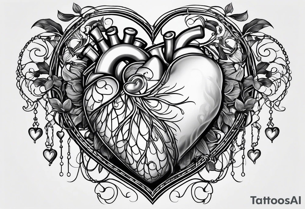 heart surrounded with wire tattoo idea