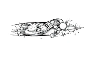 outer space, planets, stars, string theory multiverse tattoo idea