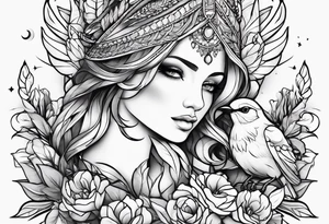 Healed with shading and birds tattoo idea
