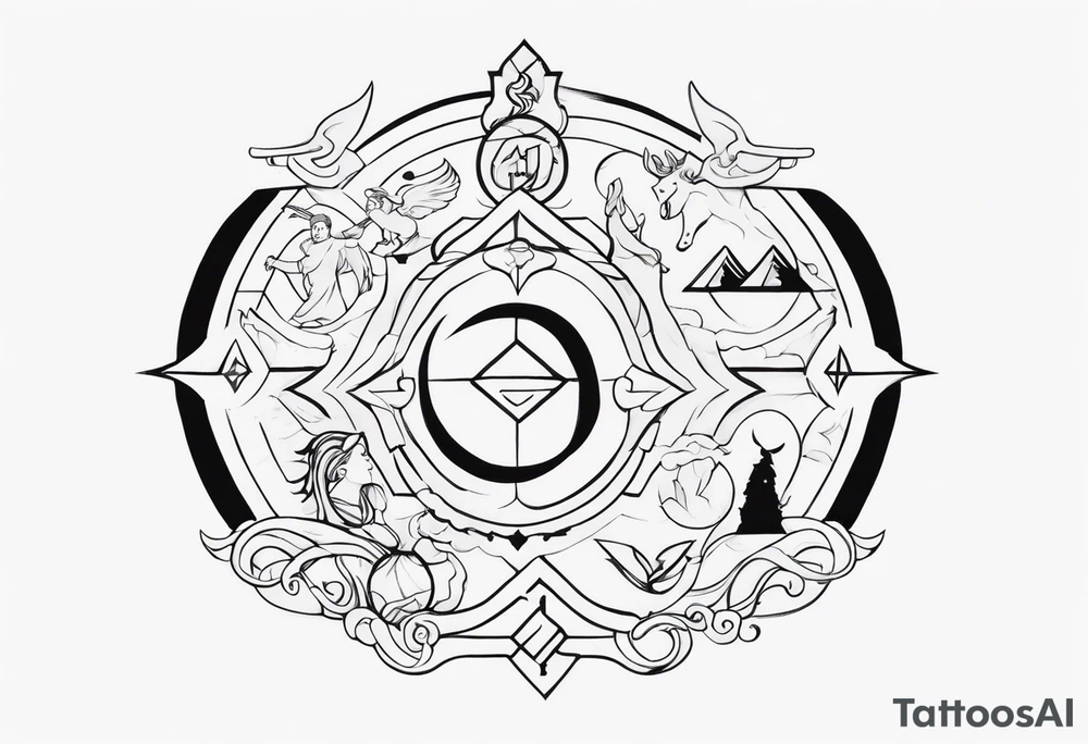 Symbols of the twelve Olympian gods tattoo idea