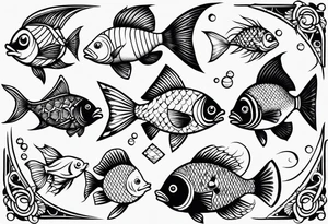 Variety of fish style flash sheet tattoo idea