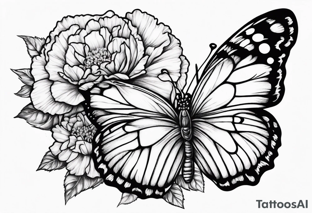 carnation butterfly moon tattoo idea