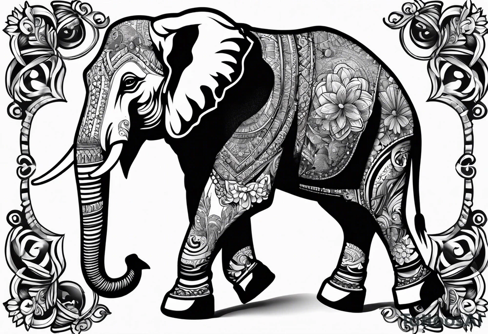 Elephant wearing skates tattoo idea