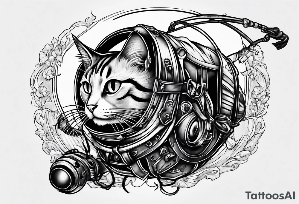 parachuting cat tattoo idea