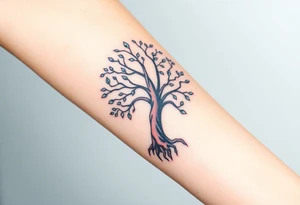 mystical tree of life with cosmic roots and celestial branches tattoo idea
