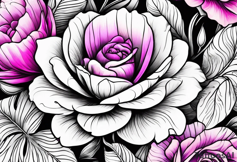 Bright, colorful, lots of pinks and purples flower arm tattoo tattoo idea