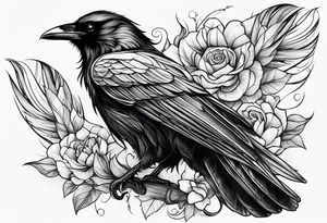 Beautiful women start turns in black raven tattoo idea
