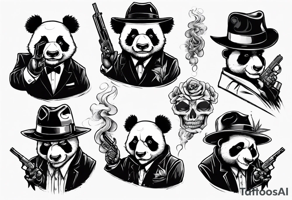 gangster panda angry

smoking with a gun wearing hat tattoo idea