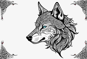 Celtic wolf side face tattoo idea