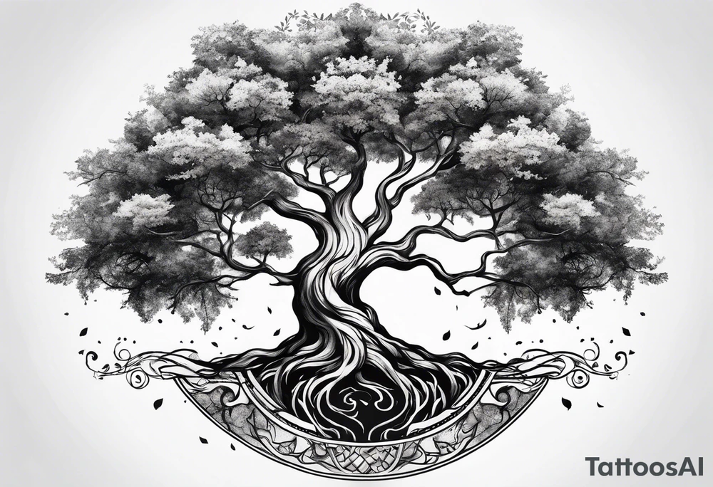 minimalistic Yggdrasil tree tattoo idea