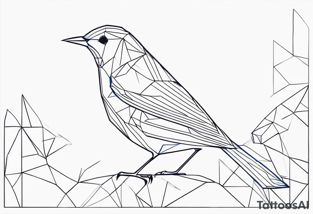 Geometric Black and white blue bird outline with no color tattoo idea