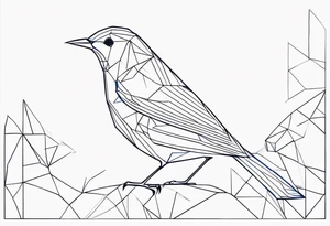 Geometric Black and white blue bird outline with no color tattoo idea