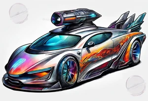 futuristic rocket time machine car tattoo idea