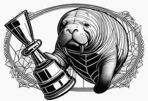 Manatee holding the Stanley Cup tattoo idea