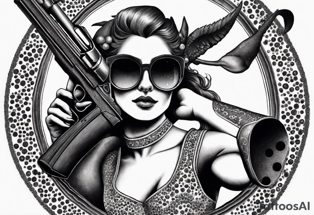 capricorn with sunglasses and shotgun tattoo idea