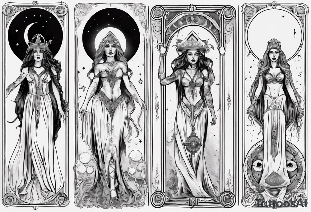 The High Priestesses and the moon. TArot. tattoo idea