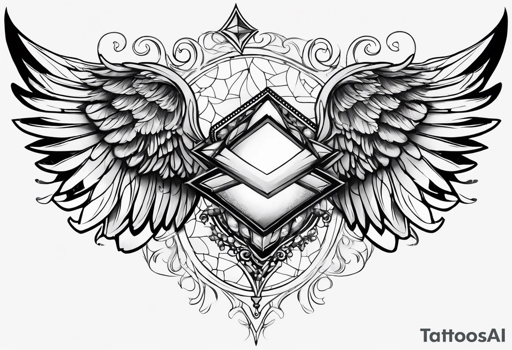 Diamond angel wings tattoo idea