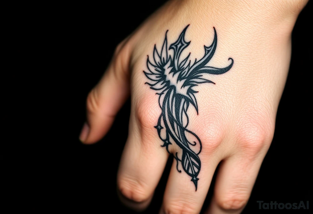 Design a hand tattoo based on dark romance tattoo idea