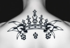 crown 
pierced with flowing ribbons princess crown festhers
paw prints tattoo idea