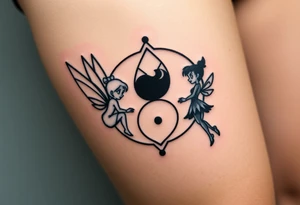 Walt Disney   tinker bell and winer tinker bell  in the form of a ying yang sign add Peter  Pan and   Wendy Darling tattoo idea
