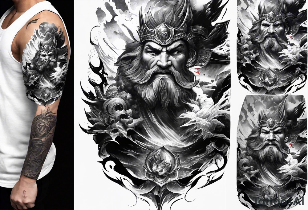 god war theme full sleeve tattoo tattoo idea
