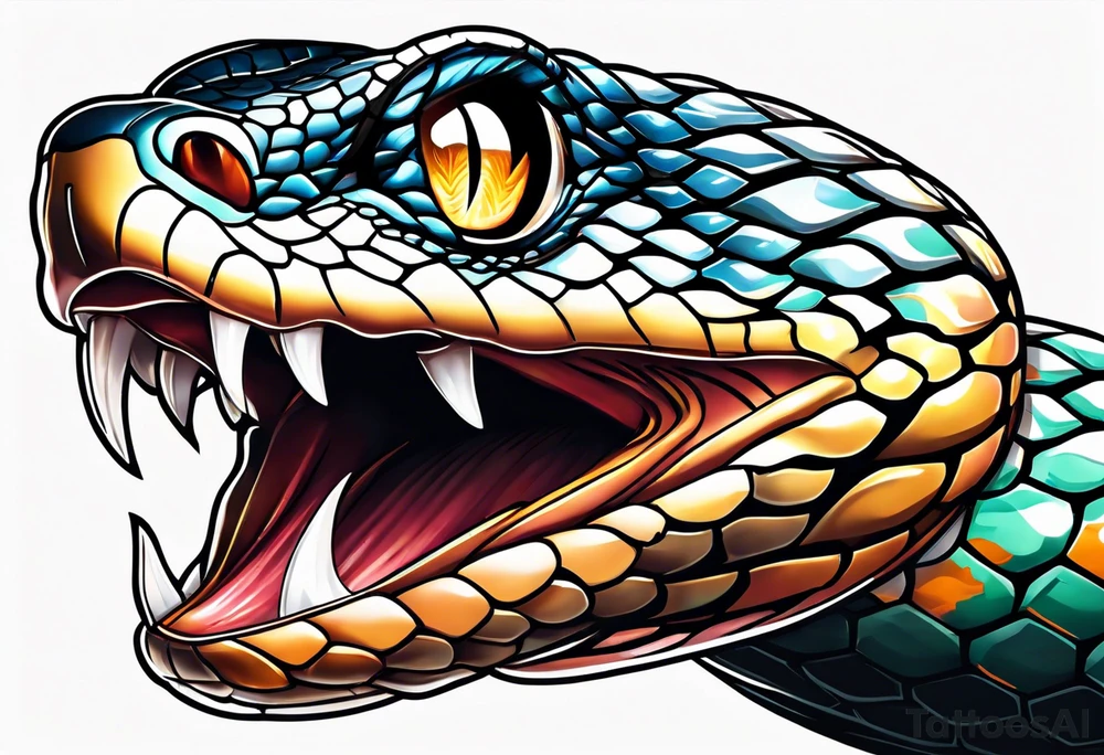 Side view of a Snake eye with copper iris tattoo idea