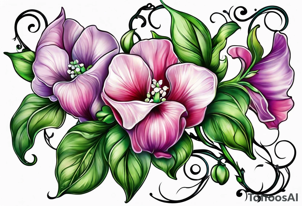 sweet peas vine design tattoo idea