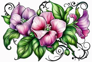 sweet peas vine design tattoo idea