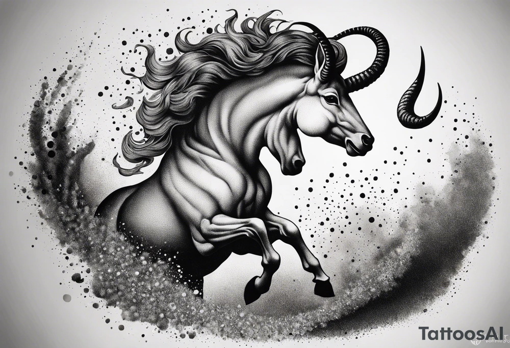exploding capricorn tattoo idea