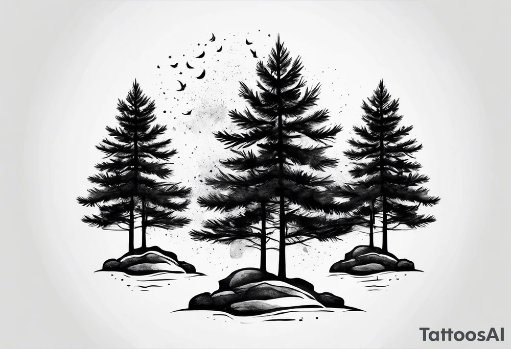 Two Pine tree silhouette tattoo idea