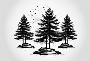 Two Pine tree silhouette tattoo idea