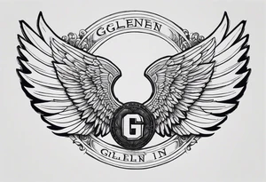 Wings with the word Glenn in the middle tattoo idea