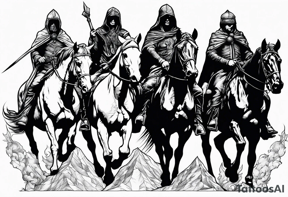 4 horseman of the apocalypse - Death, Famine, War, and Conquest tattoo idea