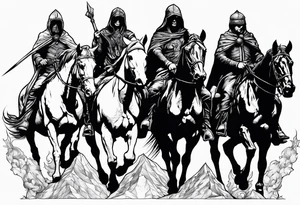 4 horseman of the apocalypse - Death, Famine, War, and Conquest tattoo idea