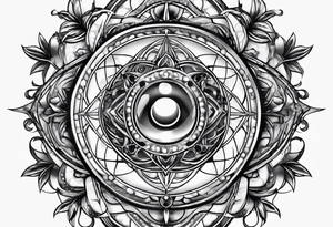 quantum atom with spiritual elements tattoo idea