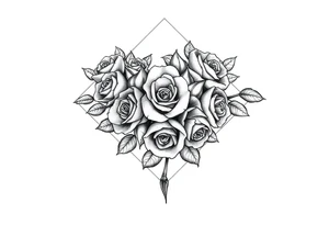 Small Roses filling up the inside of an elongated diamond shape tattoo idea