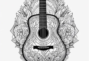 folk guitar on the calf tattoo idea