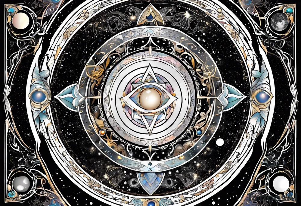 Astrology, Gemini, Natal Chart, angelic, vision, planetary, yin yang, the moon, spiritual third eye, mystical armband tattoo idea