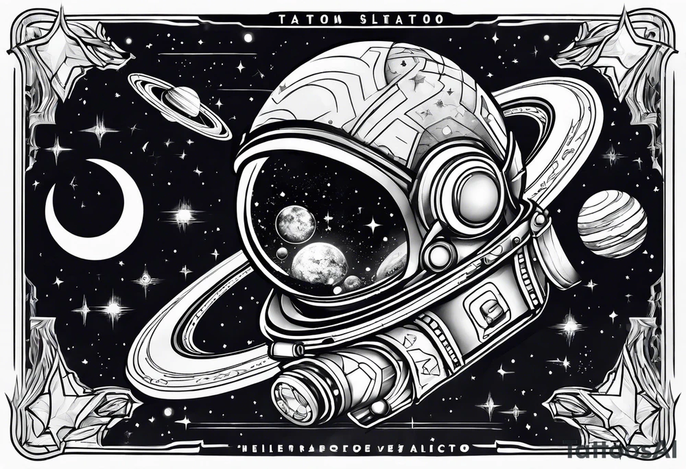 Space theme name drew tattoo idea