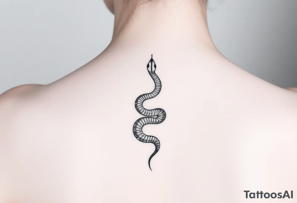 Snake wrapping around the spine tattoo idea