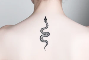 Snake wrapping around the spine tattoo idea