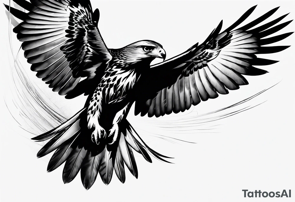Hawk landing down from the side tattoo idea