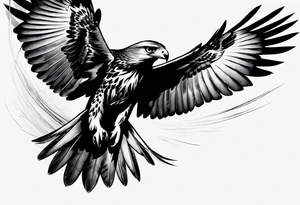 Hawk landing down from the side tattoo idea