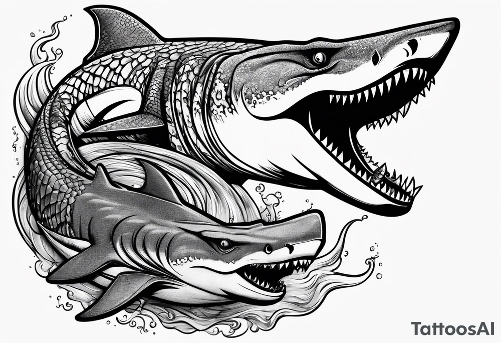 shark vs crocodile tattoo idea