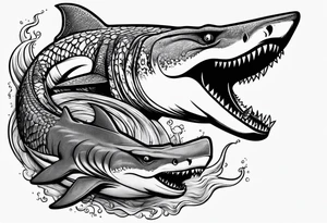 shark vs crocodile tattoo idea