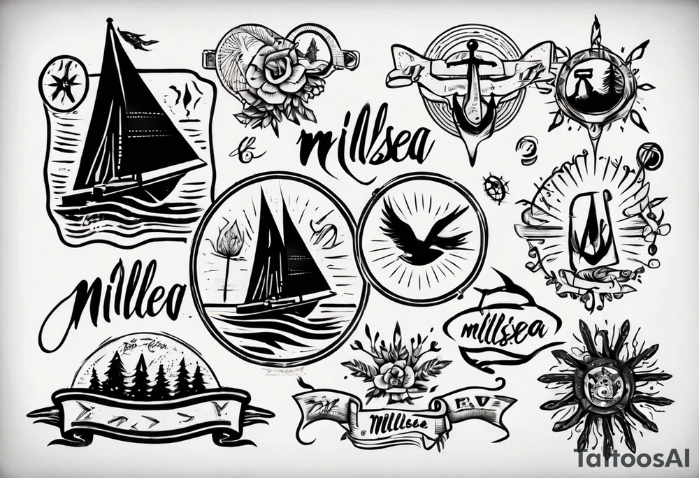 The word "MILLSEA", with an outdoors vibe tattoo idea