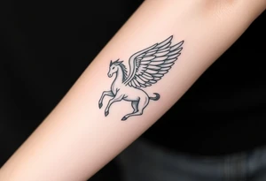 A mystical Pegasus with detailed wings tattoo idea